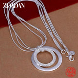 925 Silver Frosted Round Necklace For Women Wedding Gift