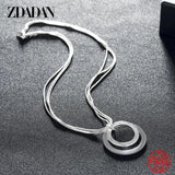 925 Silver Frosted Round Necklace For Women Wedding Gift