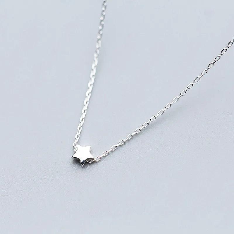 Geometric Star Pendant Necklace 925 Sterling Silver