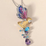 Fairy Angle Pendant Necklace for Women Enamel Jewelry CZ Stone Necklaces Choker