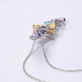Fairy Angle Pendant Necklace for Women Enamel Jewelry CZ Stone Necklaces Choker