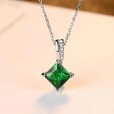 Natural Emerald Pendant Sterling Silver Choker Necklace