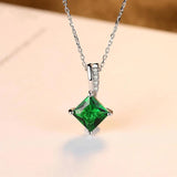 Natural Emerald Pendant Sterling Silver Choker Necklace