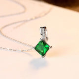 Natural Emerald Pendant Sterling Silver Choker Necklace