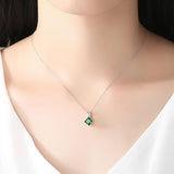 Natural Emerald Pendant Sterling Silver Choker Necklace