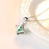 Natural Emerald Pendant Sterling Silver Choker Necklace