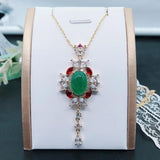 Vintage Charms Necklace Lab Emerald Choker Jewelry