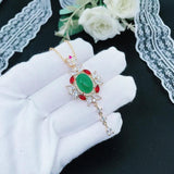 Vintage Charms Necklace Lab Emerald Choker Jewelry