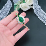 Vintage Charms Necklace Lab Emerald Choker Jewelry