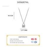 925 Silver Zircon Lock Pendant Necklace For Women
