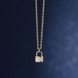 925 Silver Zircon Lock Pendant Necklace For Women