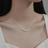 925 Silver Pearl Bead Choker Necklace Women Jewelry