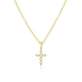 925 Silver Cross Pendant Chain Necklace Crystal Jewel