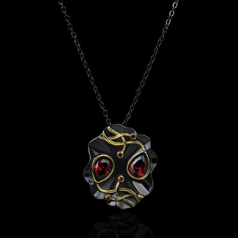 Retro Red Zircon Pendant Necklace Irregular Shape Women's Party Gift