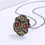 Retro Red Zircon Pendant Necklace Irregular Shape Women's Party Gift