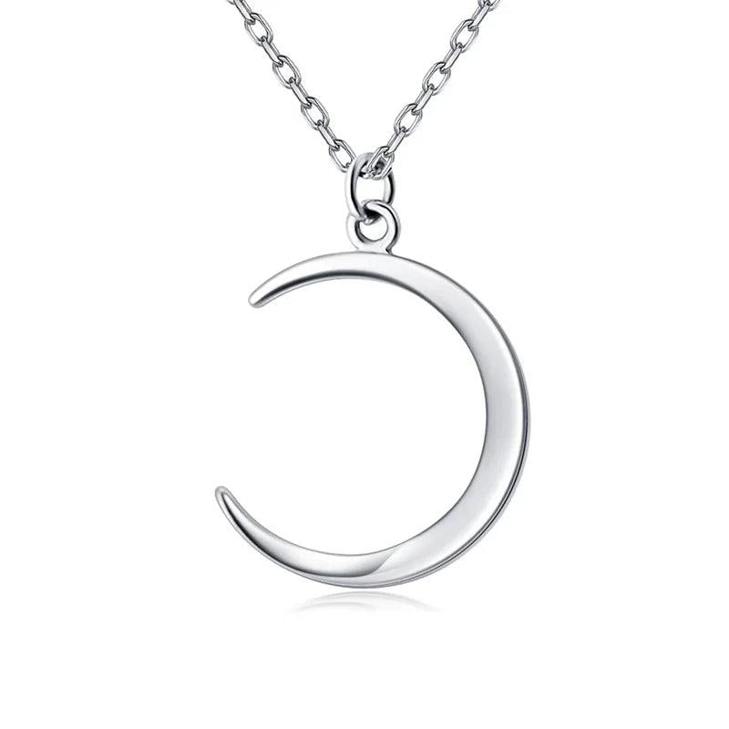 Davis 925 Sterling Silver Moon Charm Pendant Short Necklace For Women
