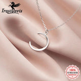 Davis 925 Sterling Silver Moon Charm Pendant Short Necklace For Women