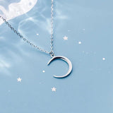 Davis 925 Sterling Silver Moon Charm Pendant Short Necklace For Women