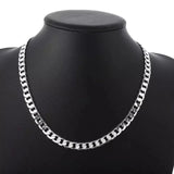 925 Silver Flat Chain Necklace 8MM for Women Men