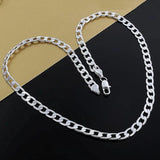 925 Silver Flat Chain Necklace 8MM for Women Men