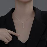 925 Sterling Silver Long Bar Pendant Necklace for Women