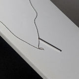 925 Sterling Silver Long Bar Pendant Necklace for Women