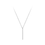 925 Sterling Silver Long Bar Pendant Necklace for Women