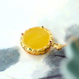 Yellow Chalcedony Hollow Plane Necklace Pendant Ancient Craft Jewelry