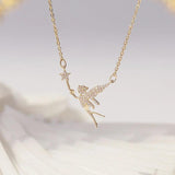 Fairy Magic Wand Necklace with CZ Inlay 14K Plated