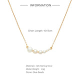 925 Silver Pearl Necklace for Women Long Chain Fine Jewelry