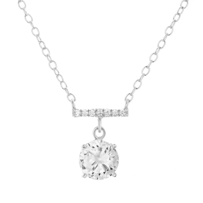 925 Silver Zircon Pendant Necklace Crystal Choker