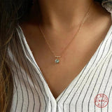 925 Silver Zircon Pendant Necklace Crystal Choker