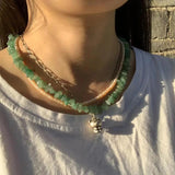 Green Jade Choker Necklace Women High Jewelry Irregular Design