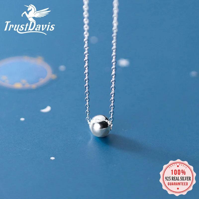 Trustdavis 925 Silver Beads Ball Pendant Choker Necklace