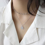 SHANICE S925 Silver Necklace Vintage Geometric Portrait Coin Choker Party Punk