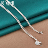925 Silver Three Rose Flowers Snake Chain Necklace Women Wedding Jewelry
