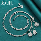 925 Silver Three Rose Flowers Snake Chain Necklace Women Wedding Jewelry
