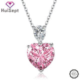 925 Silver Heart Pendant Necklace with Zircon Gemstone for Wedding Party Gift
