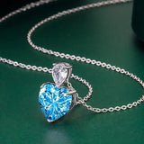 925 Silver Heart Pendant Necklace with Zircon Gemstone for Wedding Party Gift
