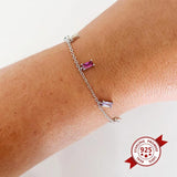 925 Silver Chain Rainbow Zircon Necklace