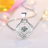 Rotatable Heart Pendant Necklace 925 Sterling Silver Women Jewelry