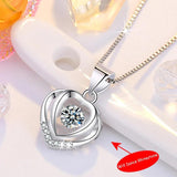 Rotatable Heart Pendant Necklace 925 Sterling Silver Women Jewelry