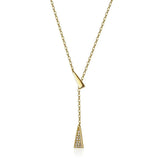 925 Silver Zircon Tassel Triangle Pendant Necklace for Women
