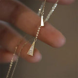 925 Silver Zircon Tassel Triangle Pendant Necklace for Women