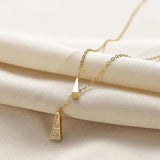 925 Silver Zircon Tassel Triangle Pendant Necklace for Women