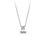 925 Silver Square Zircon Choker Necklace 3/4/5mm Women