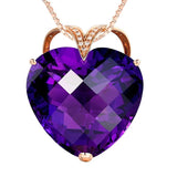 Heart Shaped Amethyst Zircon Gemstone Pendant 925 Silver Necklace