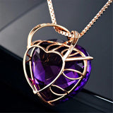 Heart Shaped Amethyst Zircon Gemstone Pendant 925 Silver Necklace