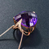 Heart Shaped Amethyst Zircon Gemstone Pendant 925 Silver Necklace