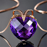 Heart Shaped Amethyst Zircon Gemstone Pendant 925 Silver Necklace